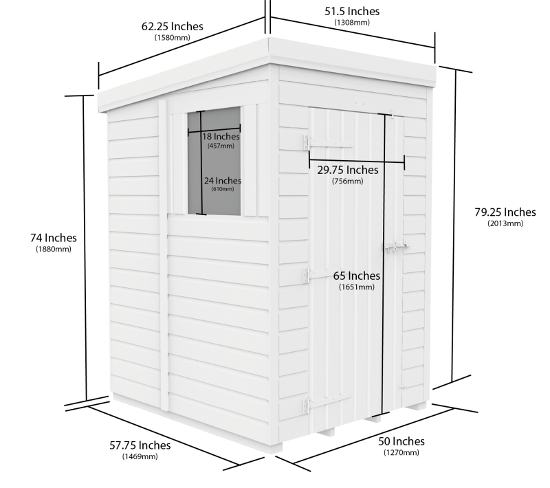 Flat Packed Pent Shed 4x5 - Willow Woodhouse