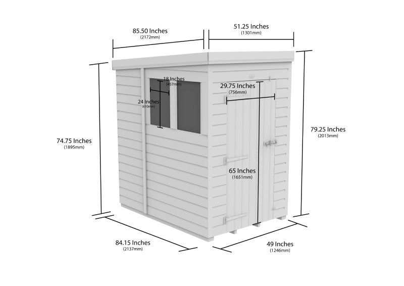 Flat Packed Pent Shed 4x7 - Willow Woodhouse