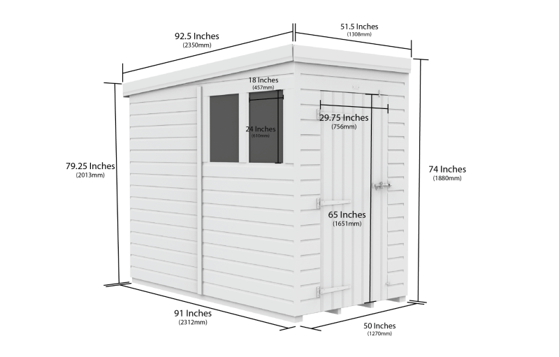 Flat Packed Pent Shed 4x8 - Willow Woodhouse