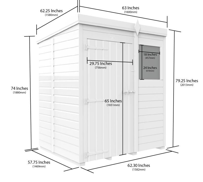 Flat Packed Pent Shed 5x5 - Willow Woodhouse