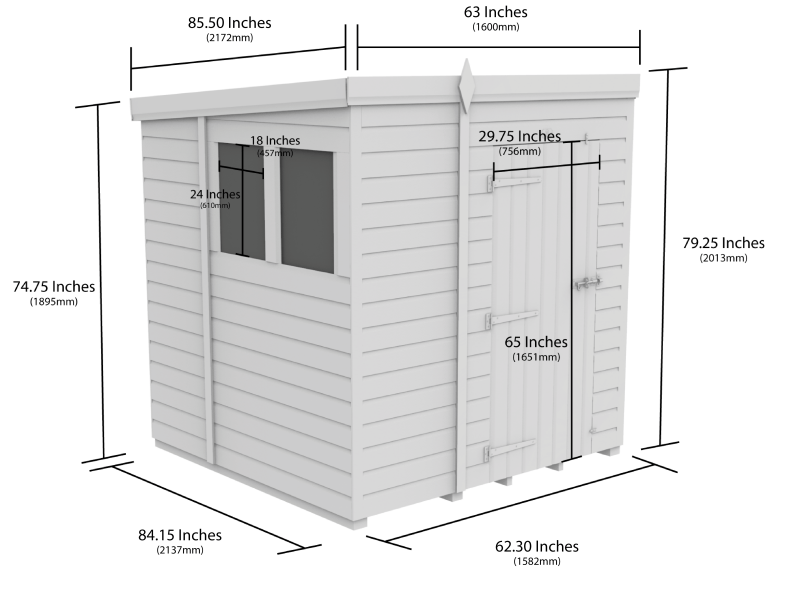 Flat Packed Pent Shed 5x7 - Willow Woodhouse