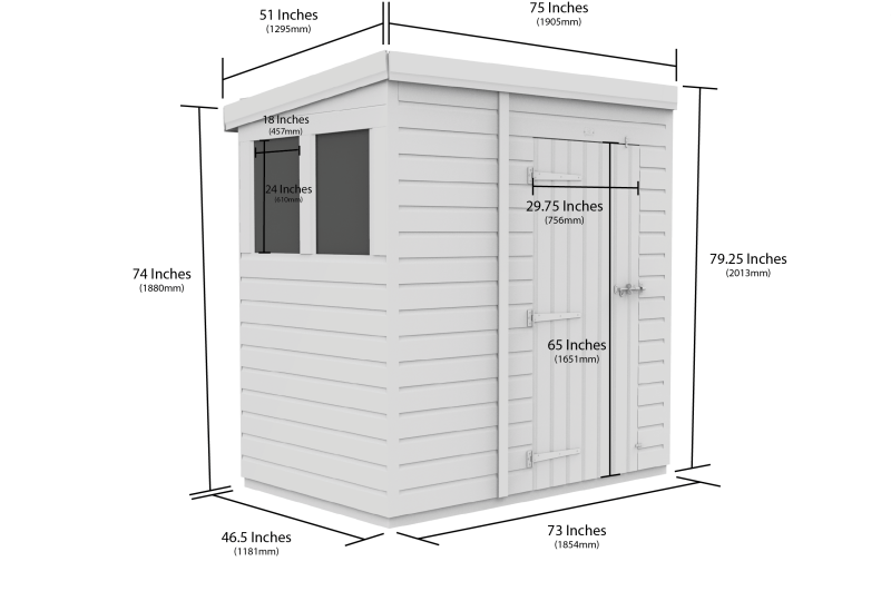 Flat Packed Pent Shed 6x4 - Willow Woodhouse