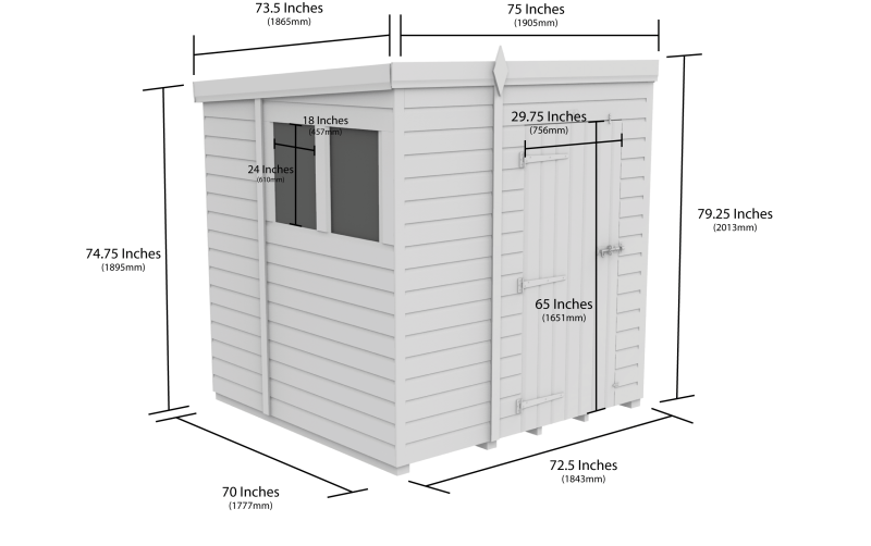 Flat Packed Pent Shed 6x6 - Willow Woodhouse