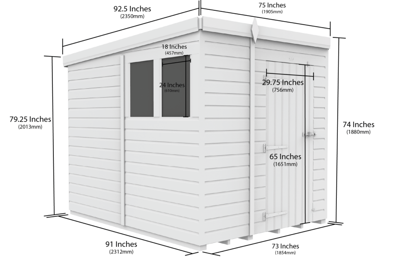 Flat Packed Pent Shed 6x8 - Willow Woodhouse