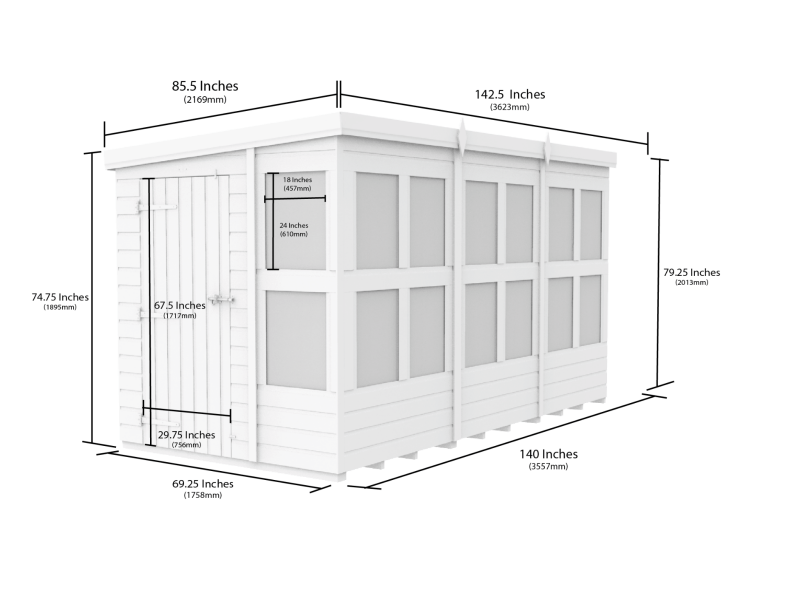 Pent Potting Shed 12x6 - Willow Woodhouse