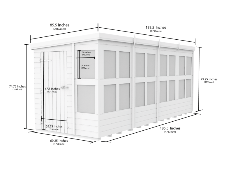 Pent Potting Shed 16x6 - Willow Woodhouse