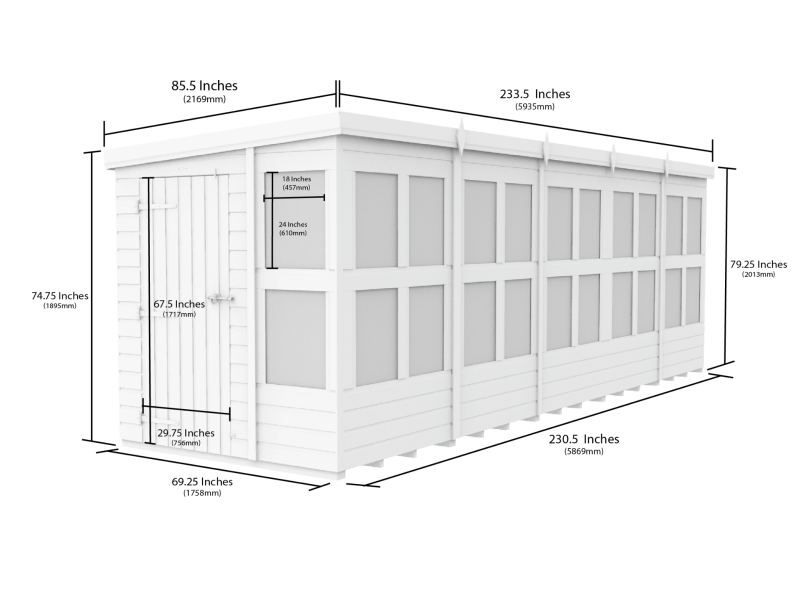 Pent Potting Shed 20x6 - Willow Woodhouse