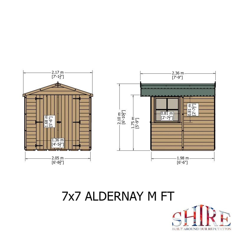 Shire Alderney PT Shiplap Shed 7x7 - Willow Woodhouse