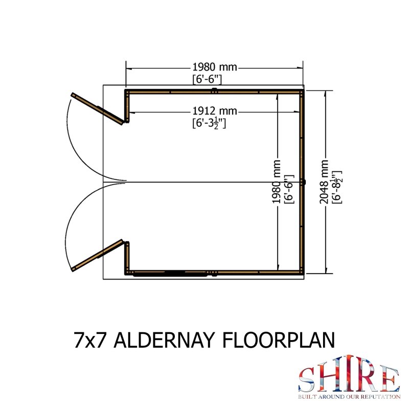 Shire Alderney PT Shiplap Shed 7x7 - Willow Woodhouse