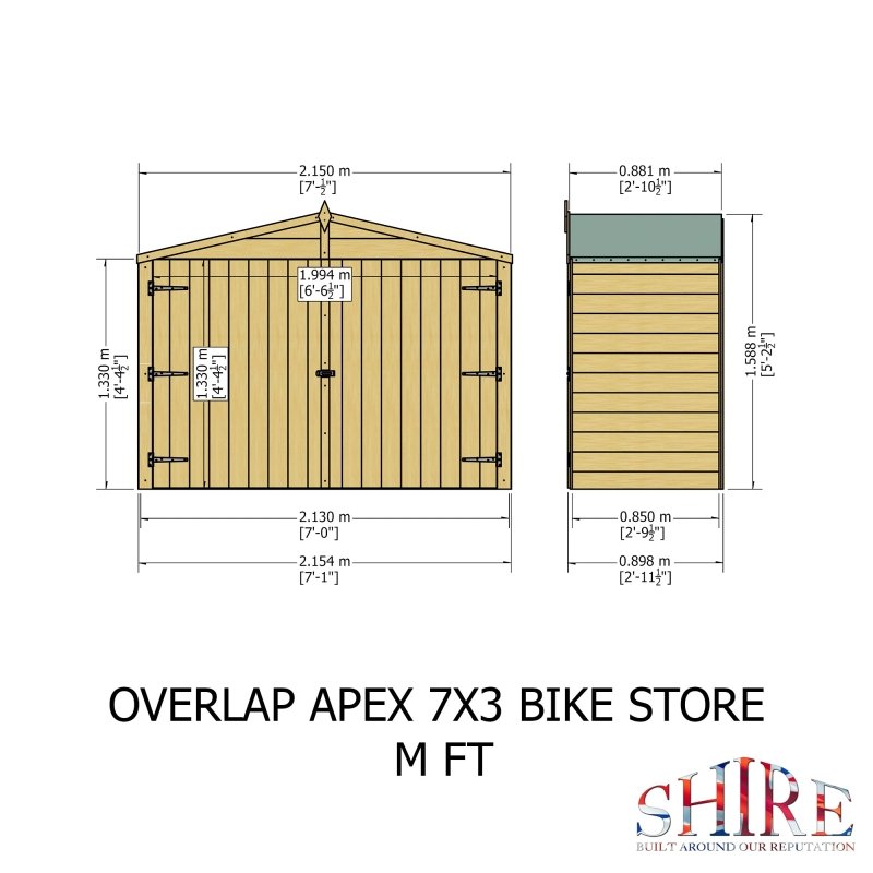 Shire Apex Bike Overlap Store 7x3 - Willow Woodhouse