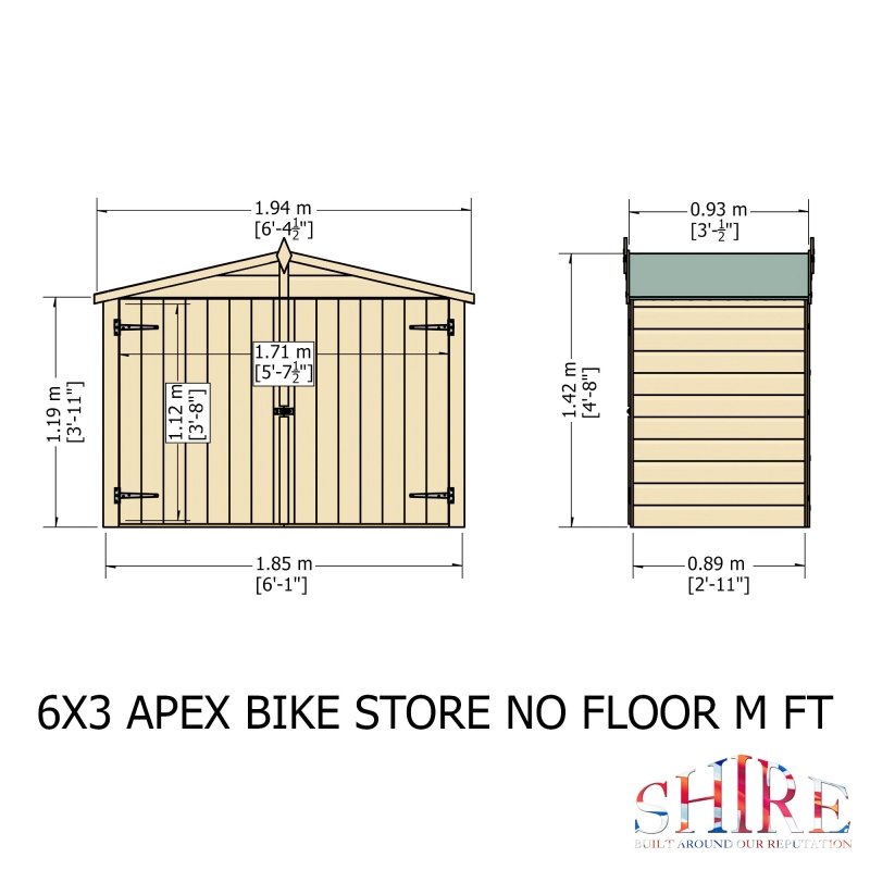 Shire Apex Bike Store Shiplap 6x3 - Willow Woodhouse