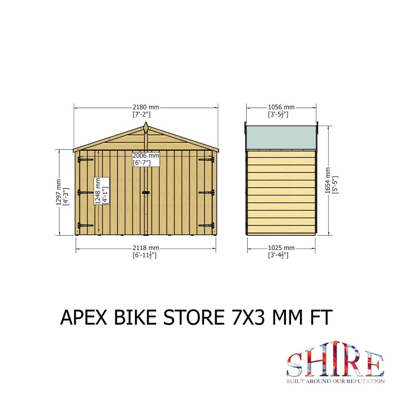 Shire Apex Bike Store Shiplap with Floor 7x3 - Willow Woodhouse