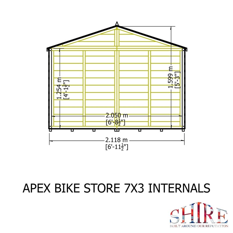 Shire Apex Bike Store Shiplap with Floor 7x3 - Willow Woodhouse