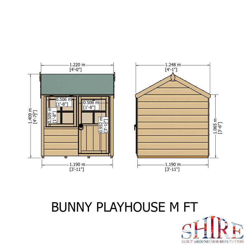 Shire Bunny Wooden Playhouse 4x4 - Willow Woodhouse