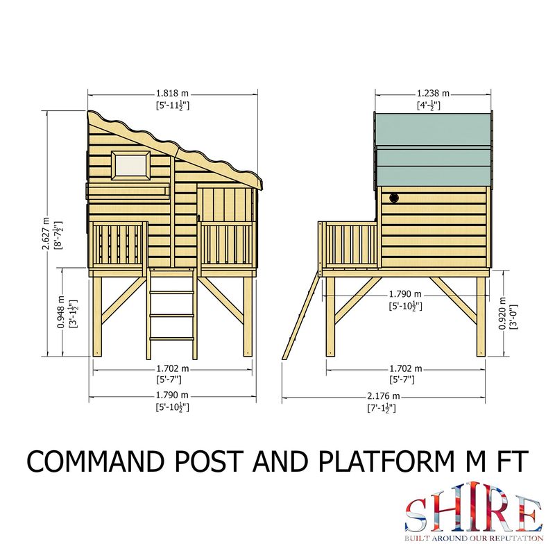 Shire Command Post + Platform Playhouse 6x4 - Willow Woodhouse