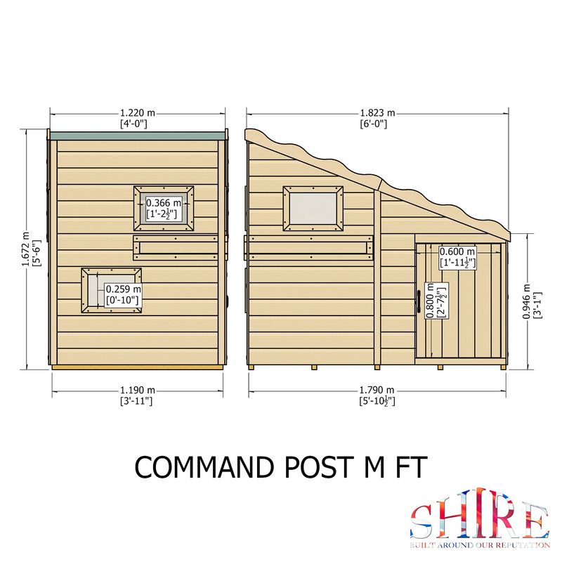 Shire Command Post Wooden Playhouse 6x4 - Willow Woodhouse