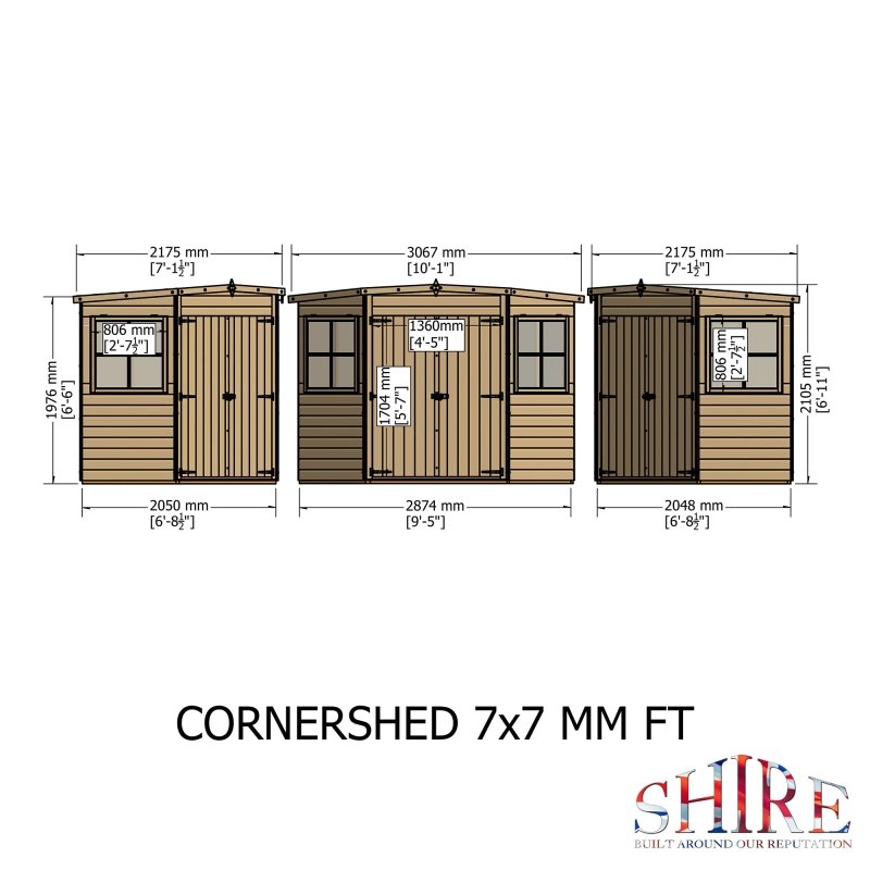 Shire Corner PT Shiplap Shed 7x7 - Willow Woodhouse