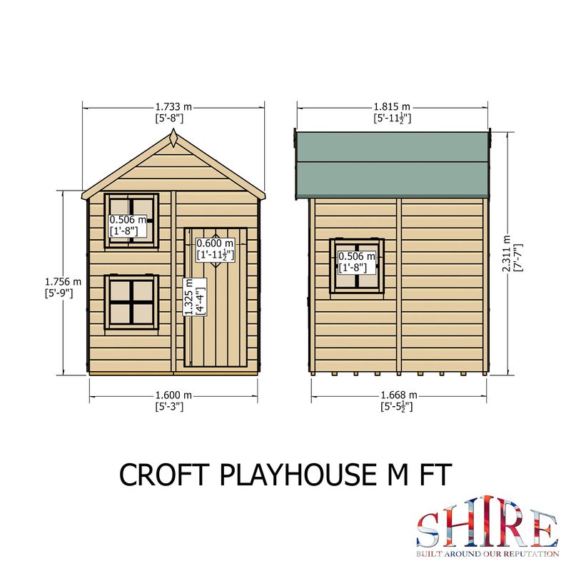 Shire Croft Wooden Playhouse 5x5 - Willow Woodhouse