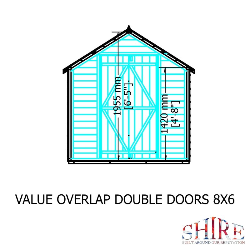 Shire DT Overlap Double Door Value Shed 8x6 - Willow Woodhouse