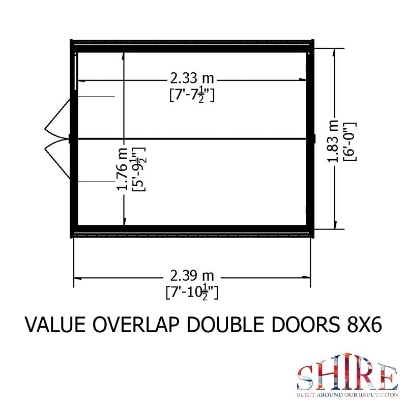 Shire DT Overlap Double Door Value Shed 8x6 - Willow Woodhouse