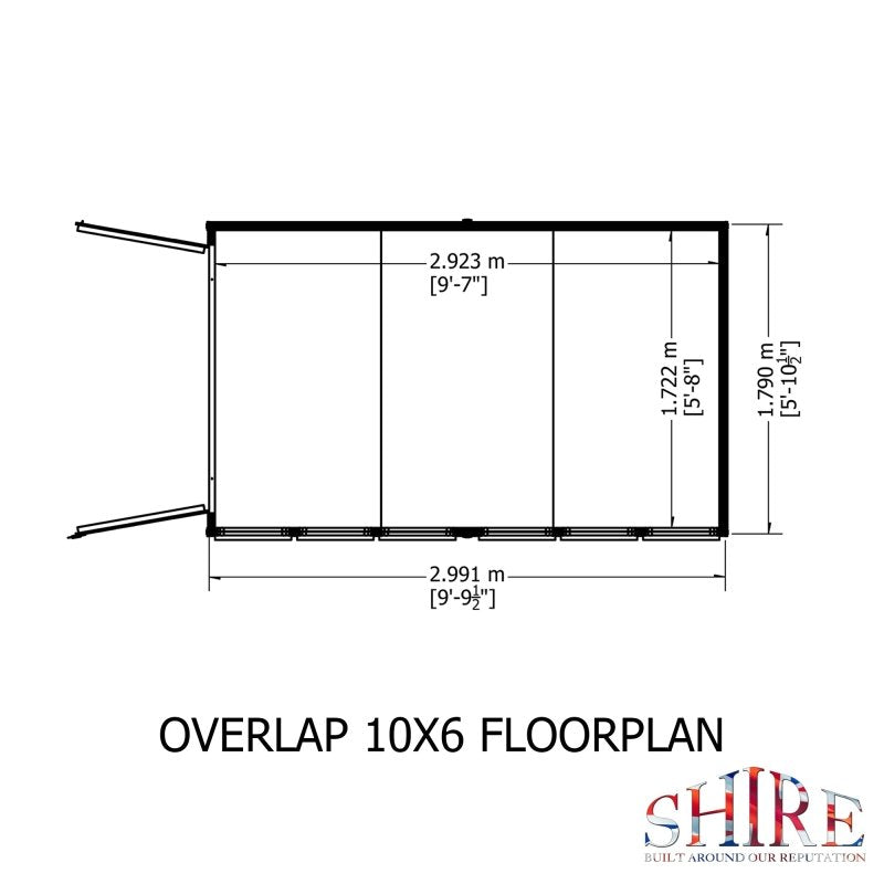 Shire DT Overlap Double Doors Shed 10x6 - Willow Woodhouse