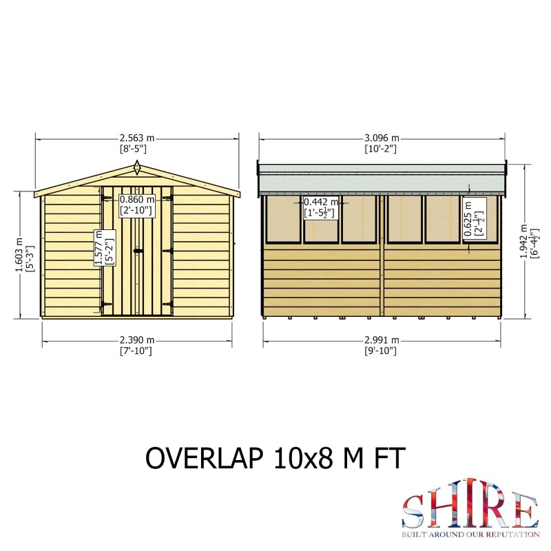 Shire DT Overlap Double Doors Shed 10x8 - Willow Woodhouse