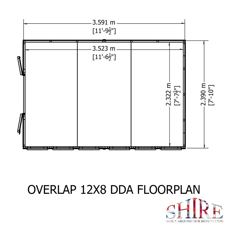 Shire DT Overlap Double Doors Shed 12x8 - Willow Woodhouse