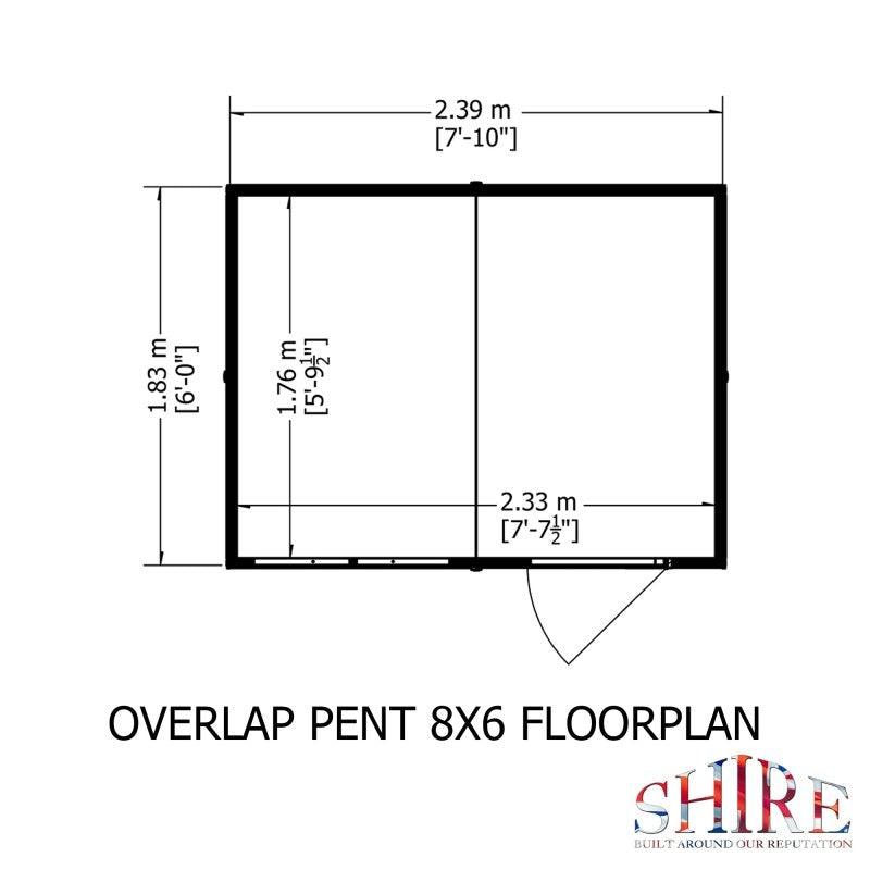 Shire DT Overlap Pent Shed 8x6 - Willow Woodhouse