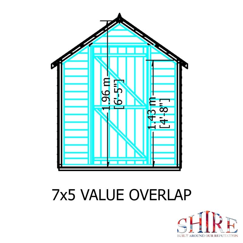 Shire DT Overlap Single Door Value Shed 7x5 - Willow Woodhouse