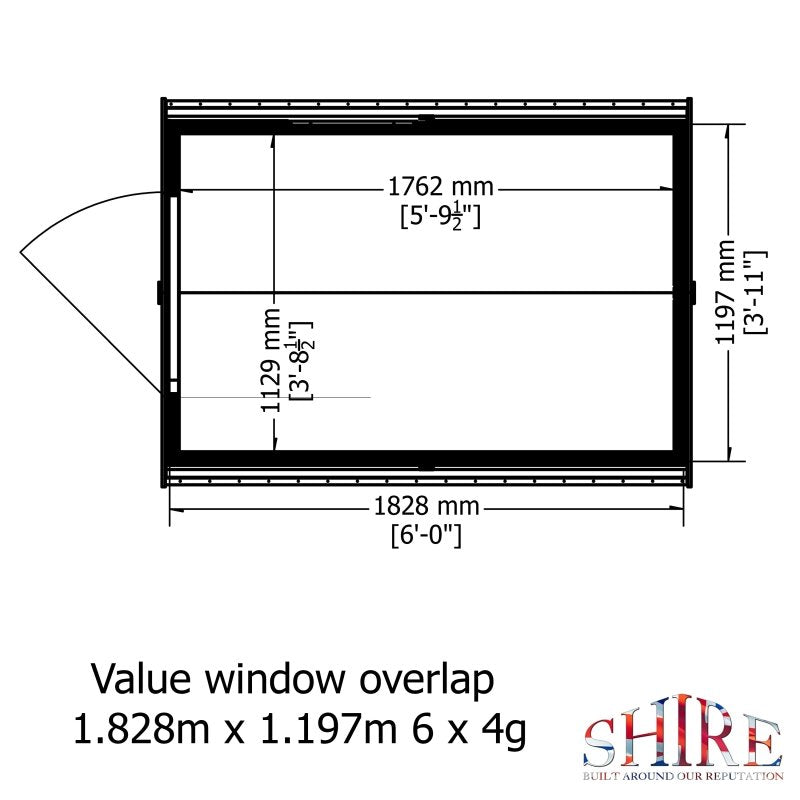 Shire DT Overlap Single Door Value Shed with Window 6x4 - Willow Woodhouse