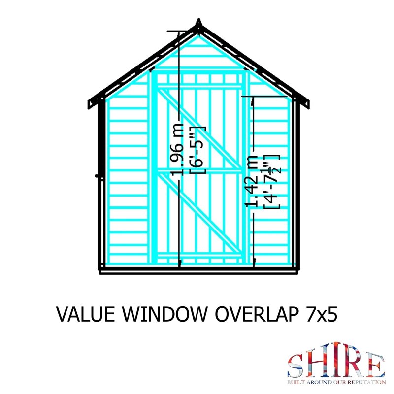 Shire DT Overlap Single Door Value Shed with Window 7x5 - Willow Woodhouse