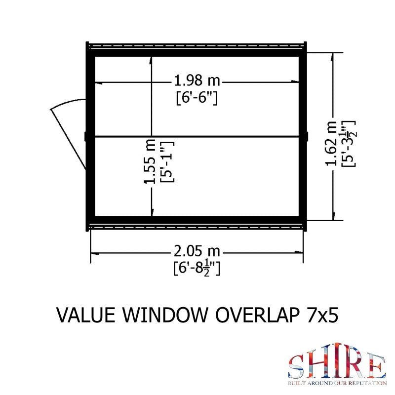 Shire DT Overlap Single Door Value Shed with Window 7x5 - Willow Woodhouse