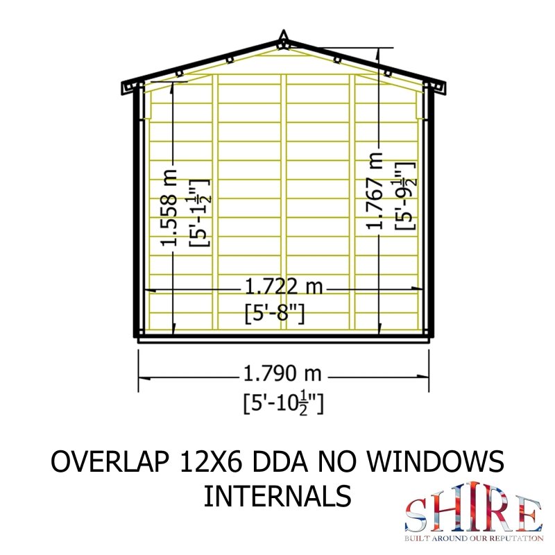 Shire DT Overlap Windowless Double Doors Shed 12x6 - Willow Woodhouse