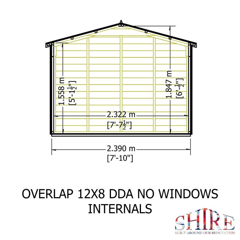 Shire DT Overlap Windowless Double Doors Shed 12x8 - Willow Woodhouse