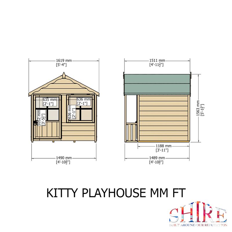 Shire Kitty Wooden Playhouse 5x4 - Willow Woodhouse