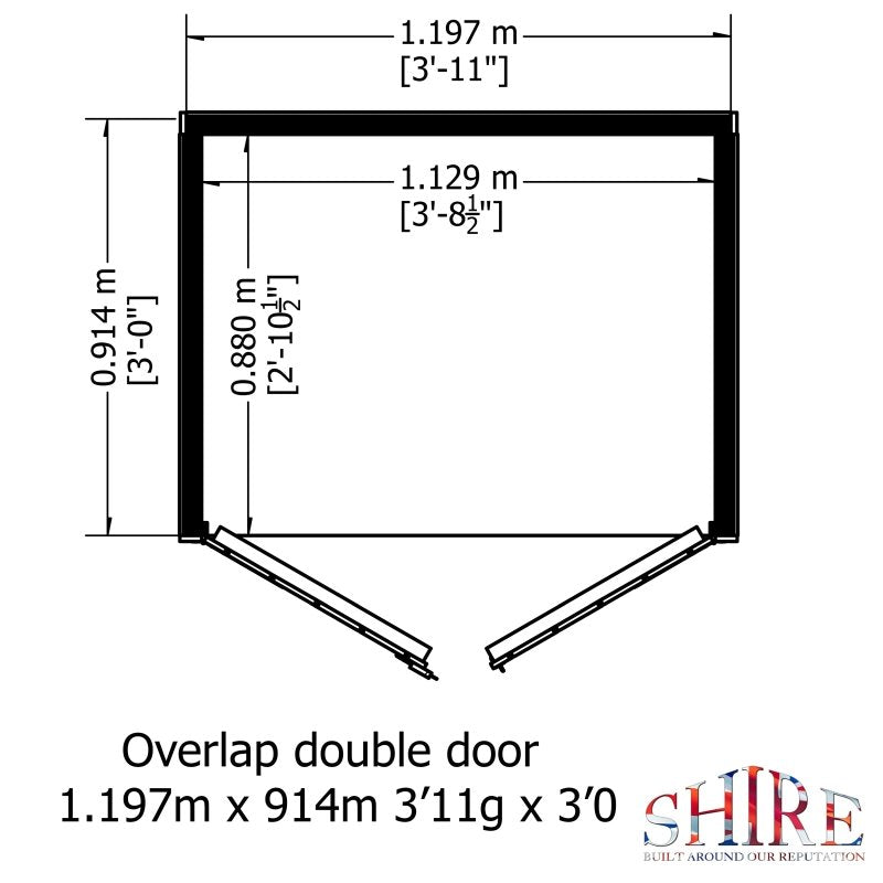 Shire PT Overlap Double Door Shed 4x3 - Willow Woodhouse