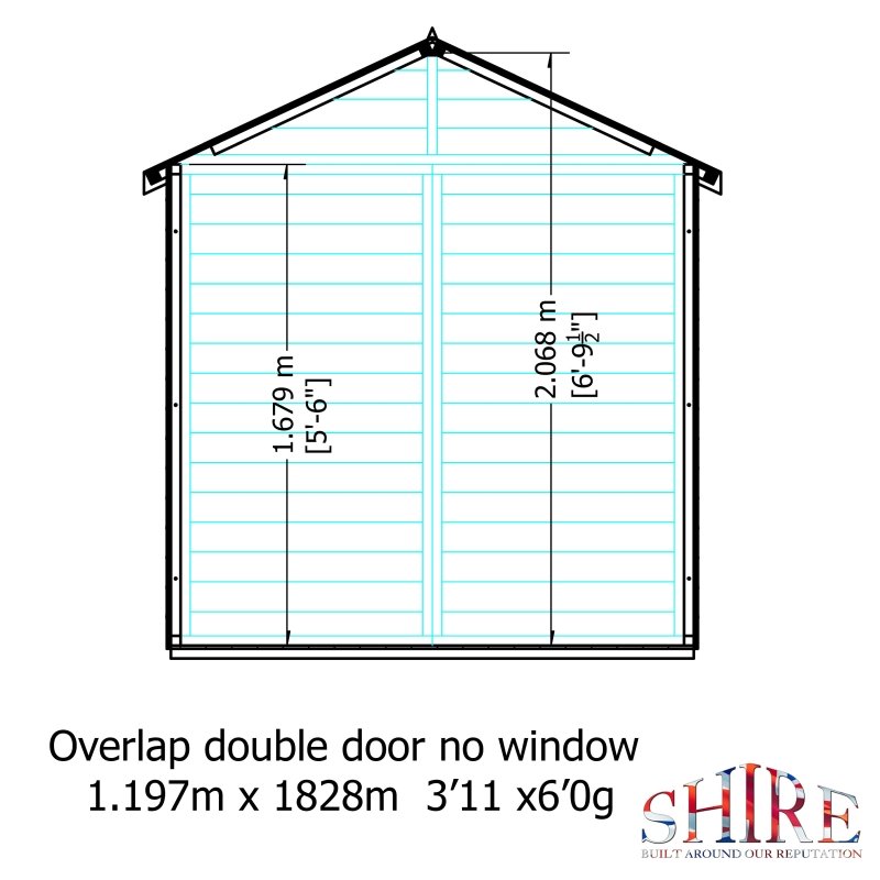 Shire PT Overlap Double Door Shed 4x6 - Willow Woodhouse