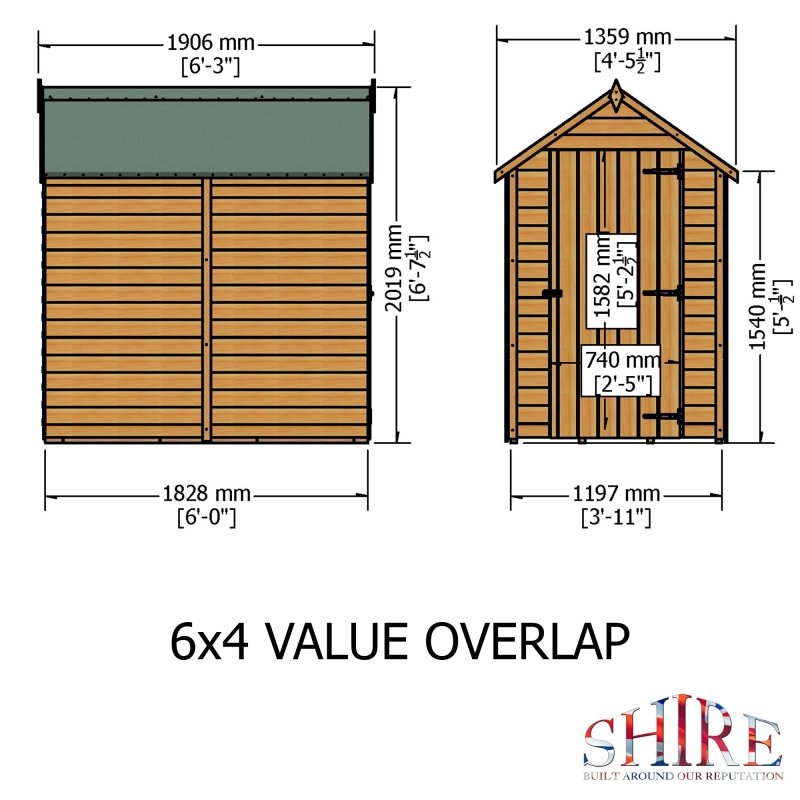 Shire PT Overlap Value Shed 6x4 - Willow Woodhouse