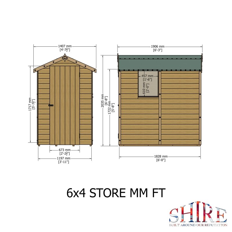 Shire Shetland PT Shiplap Shed 6x4 - Willow Woodhouse