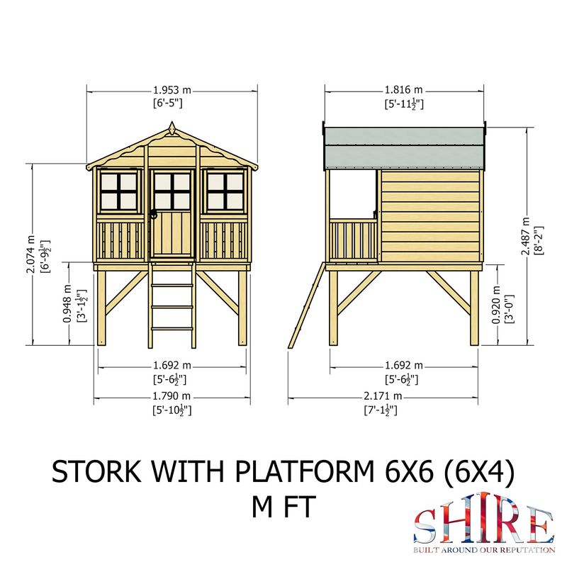 Shire Stork + Platform Wooden Playhouse 6x4 - Willow Woodhouse