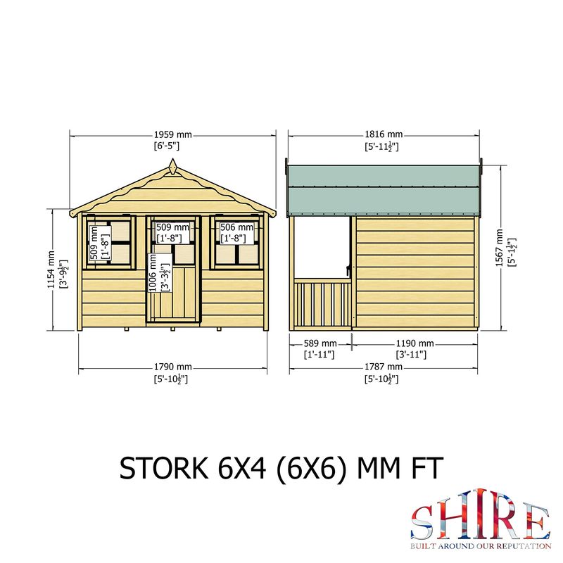 Shire Stork Wooden Playhouse 6x4 - Willow Woodhouse