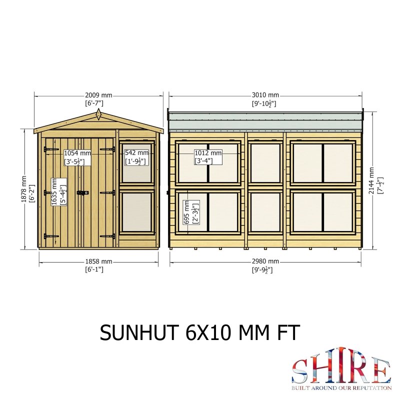 Shire Sun Hut Potting Shed 6x10 (Right door) - Willow Woodhouse