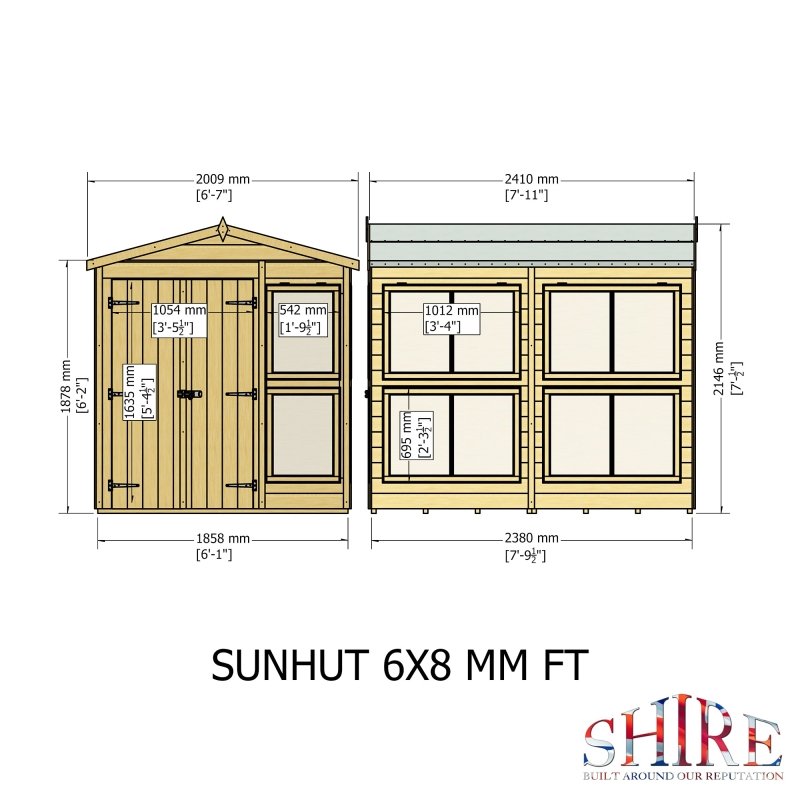 Shire Sun Hut Potting Shed 6x8 - Willow Woodhouse